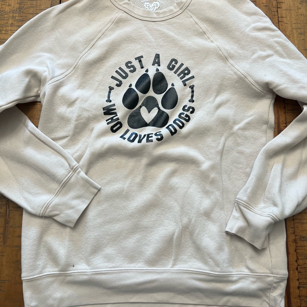 Cream Sweatshirt with Dog Lover Print